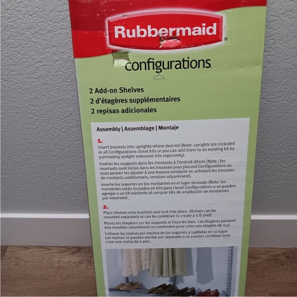 Rubbermaid Satin Nickel 2 add on shelves with 4 brackets. - Picture 3 of 7